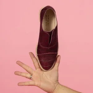 REVAMP Wine Snakeskin Leather Oxfords