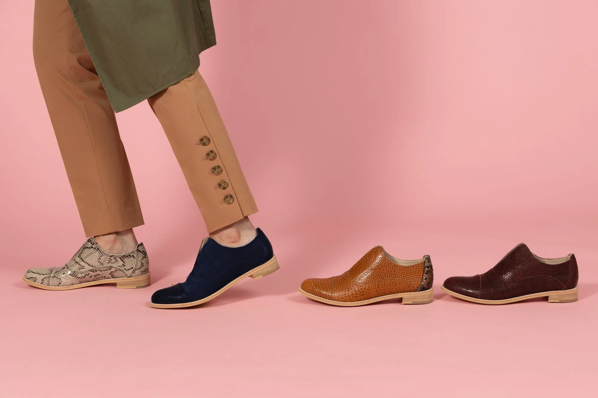 REVAMP Wine Snakeskin Leather Oxfords