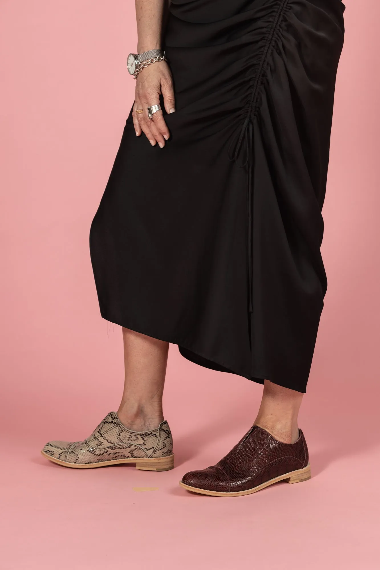 REVAMP Wine Snakeskin Leather Oxfords