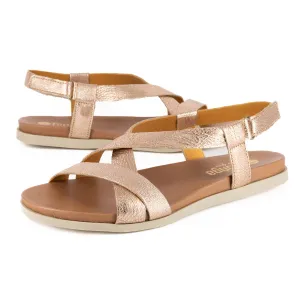Sadani : Ladies Leather Sandal in Gold Metallic