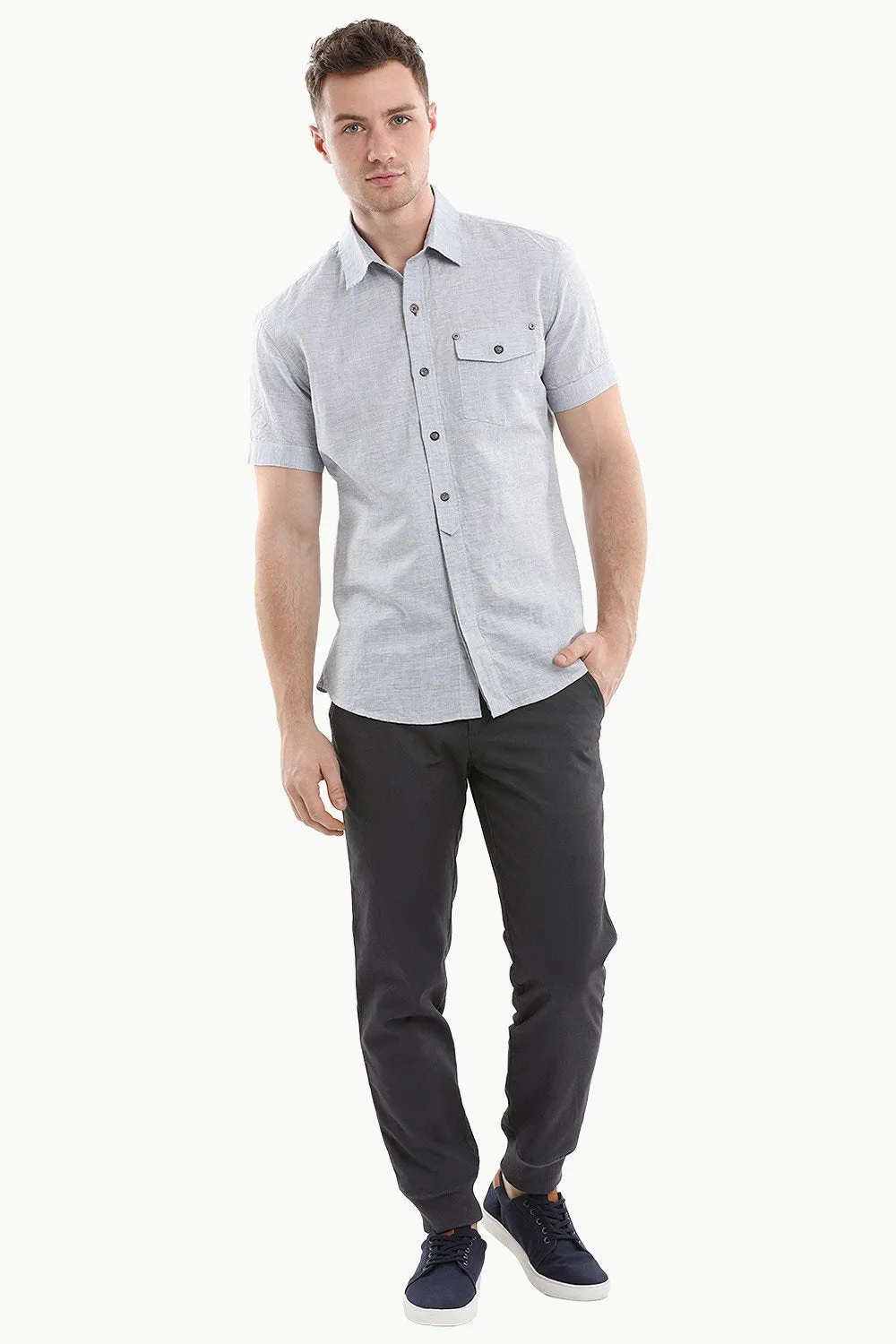 Semi Concealed Placket Shirt