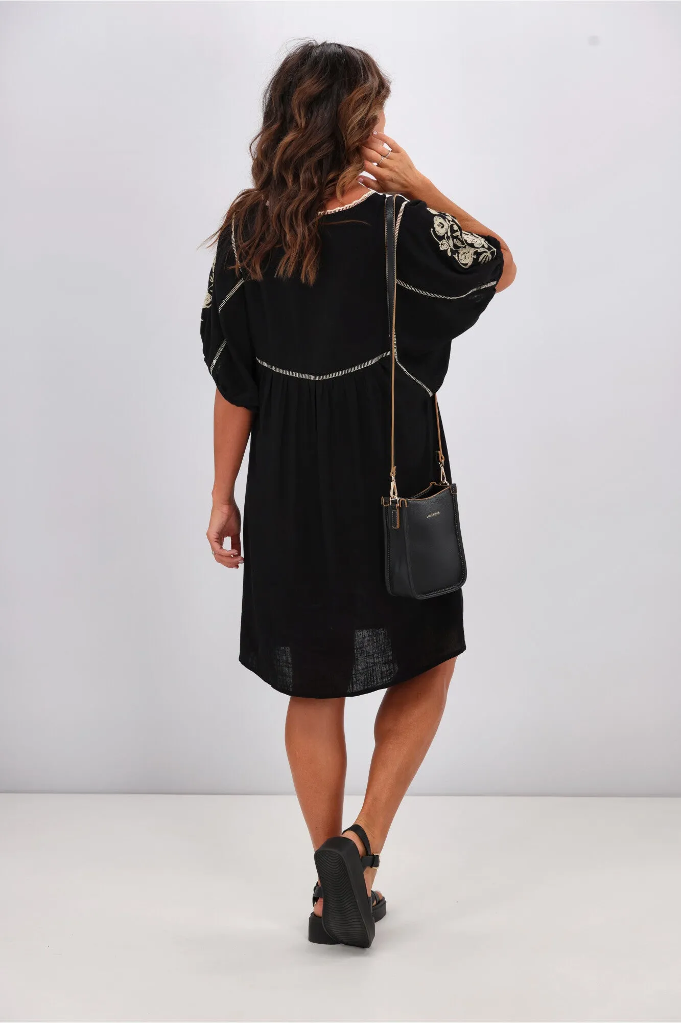 Shine On Label Tallulah Embroidery Panel Dress Black
