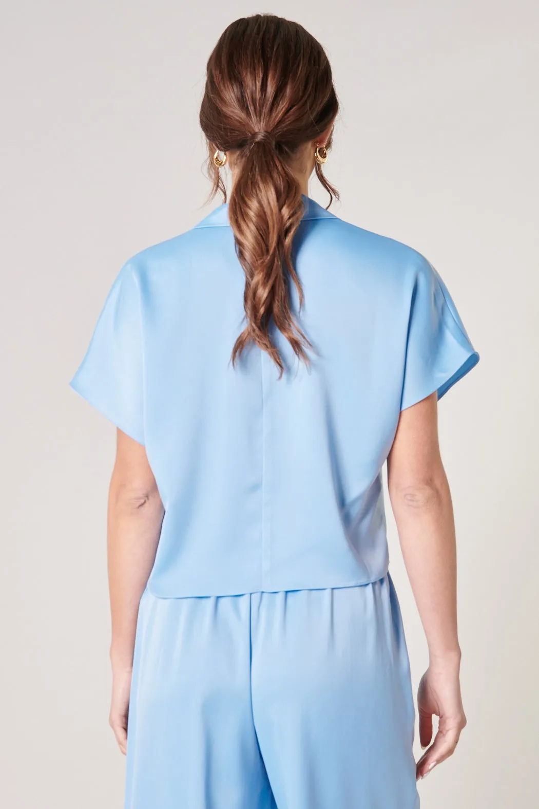 Shireen Satin Button Front Cropped Top