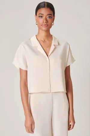 Shireen Satin Button Front Cropped Top