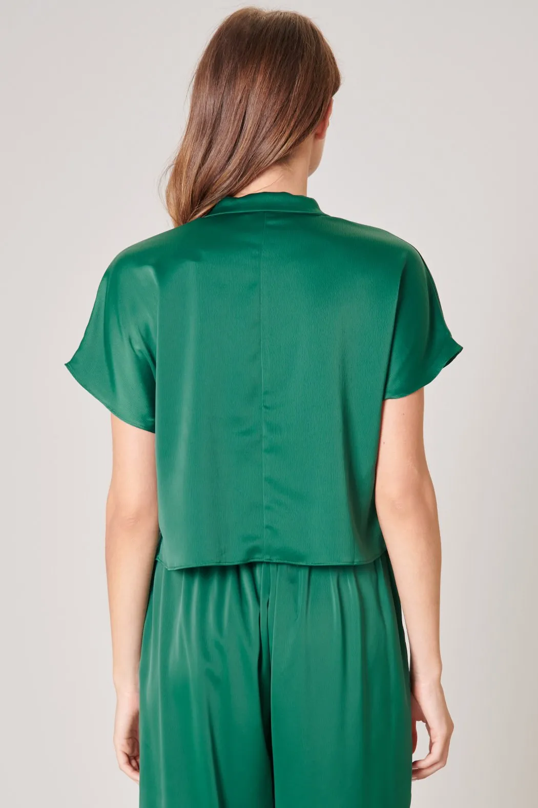 Shireen Satin Button Front Cropped Top
