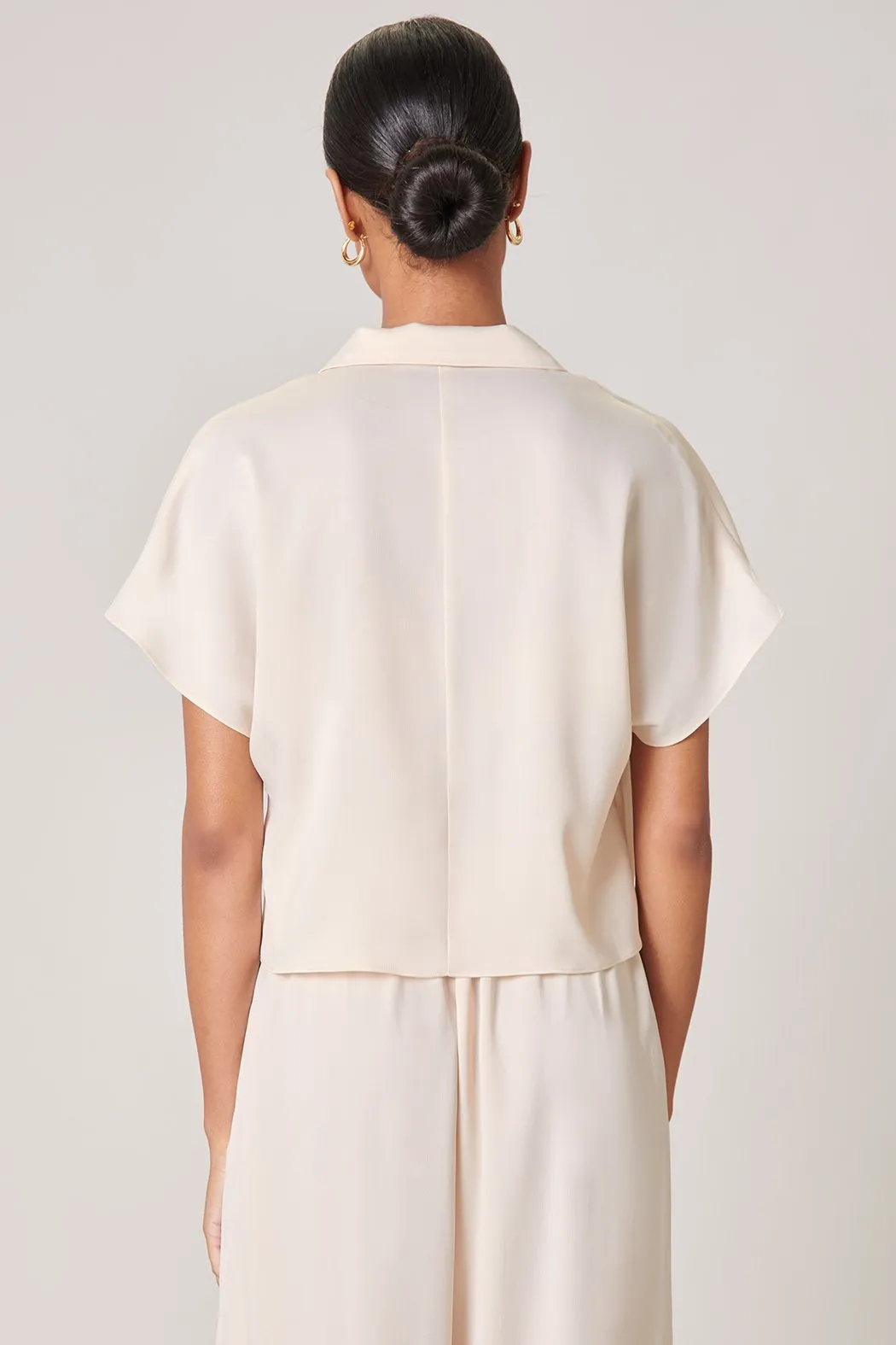 Shireen Satin Button Front Cropped Top