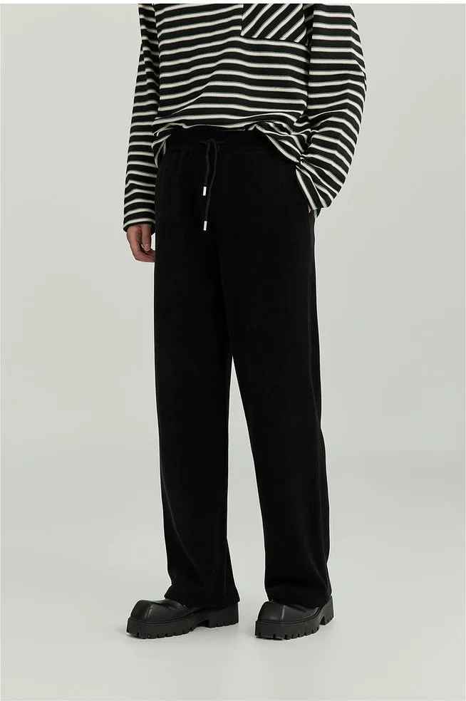 Slim Ribbed Elastic-Waist Lightweight Pants