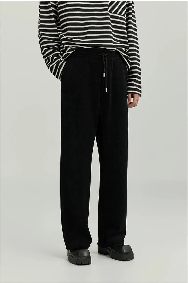 Slim Ribbed Elastic-Waist Lightweight Pants