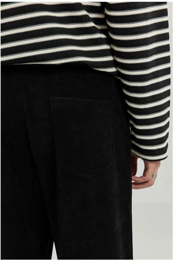 Slim Ribbed Elastic-Waist Lightweight Pants