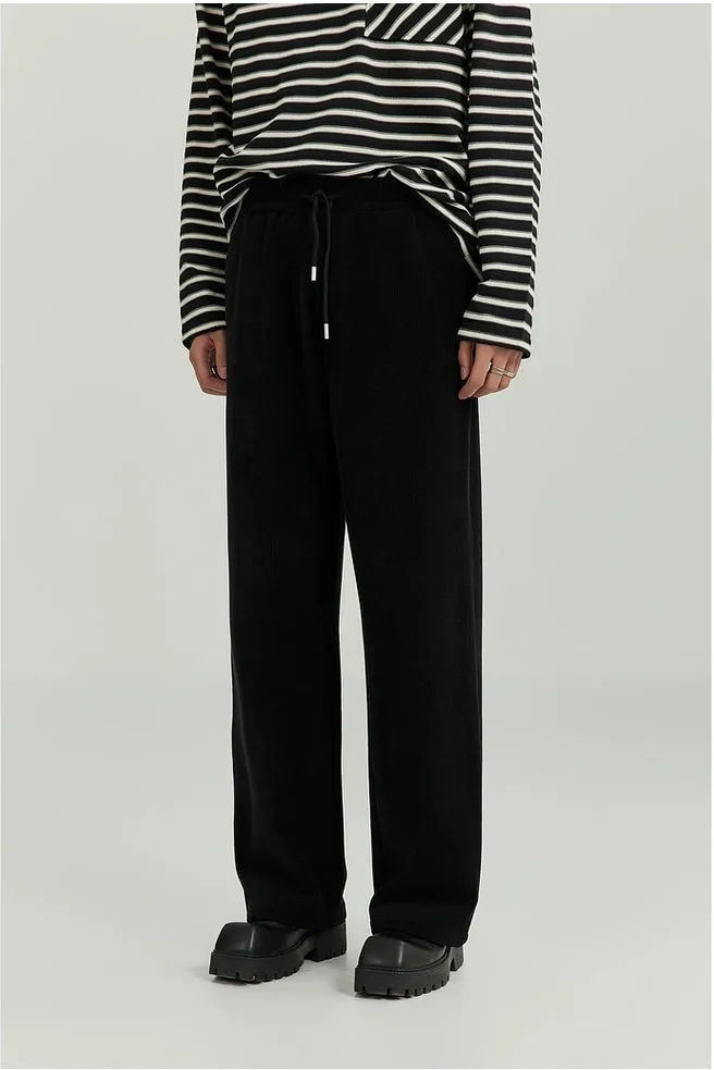 Slim Ribbed Elastic-Waist Lightweight Pants