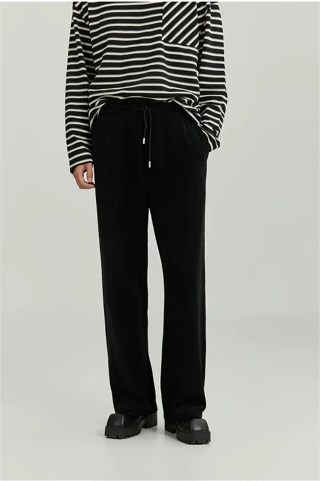 Slim Ribbed Elastic-Waist Lightweight Pants