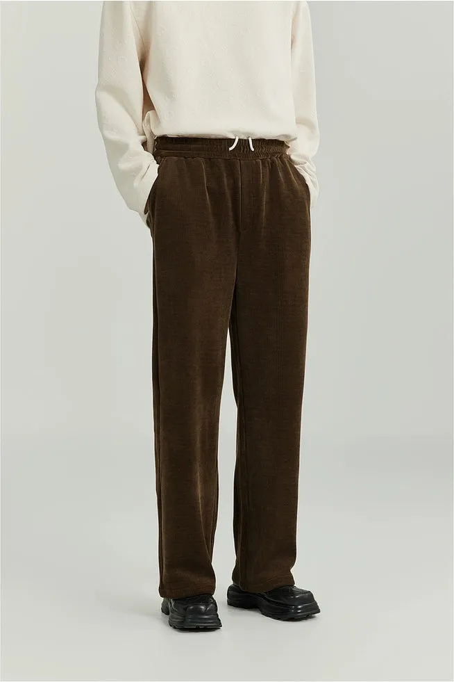 Slim Ribbed Elastic-Waist Lightweight Pants
