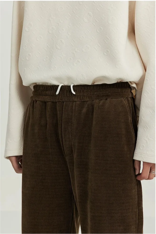 Slim Ribbed Elastic-Waist Lightweight Pants