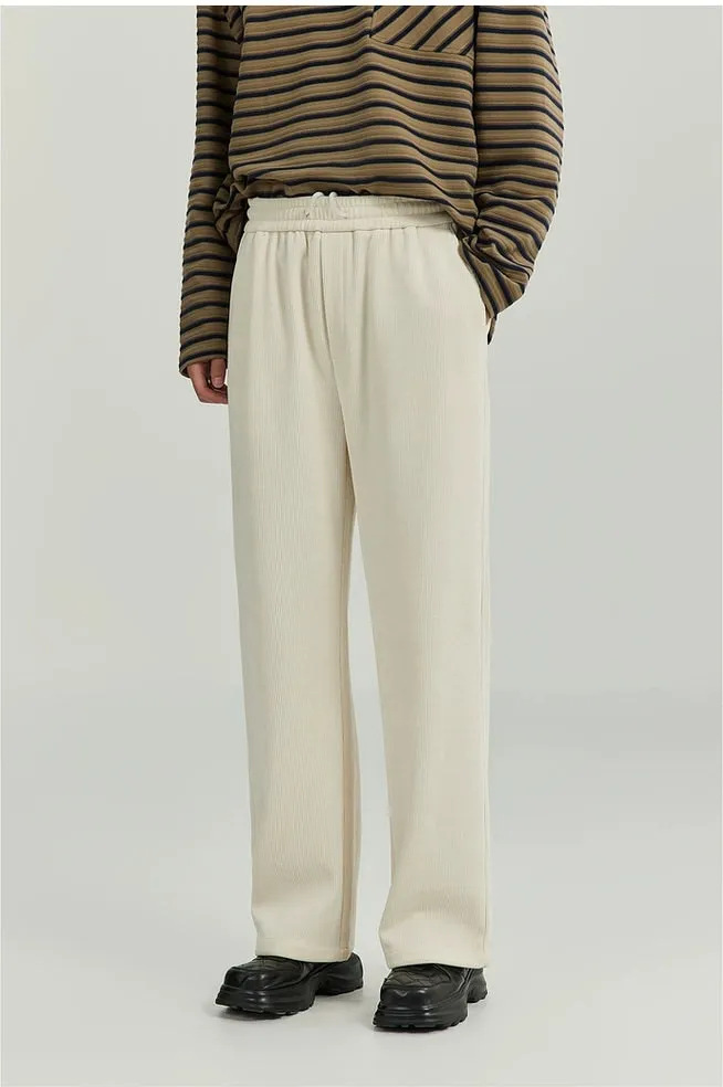 Slim Ribbed Elastic-Waist Lightweight Pants