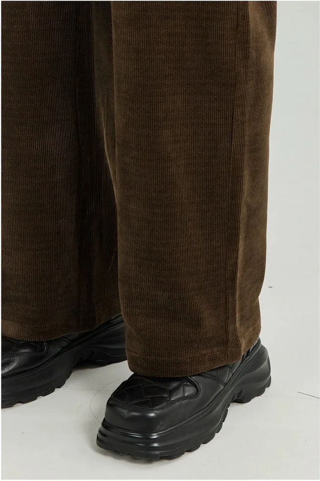 Slim Ribbed Elastic-Waist Lightweight Pants