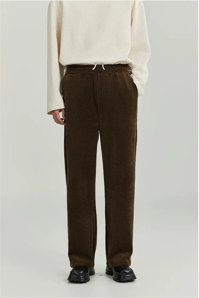 Slim Ribbed Elastic-Waist Lightweight Pants