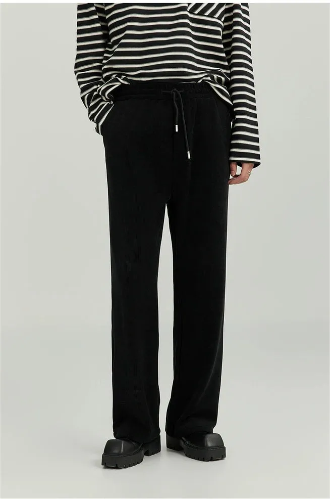 Slim Ribbed Elastic-Waist Lightweight Pants