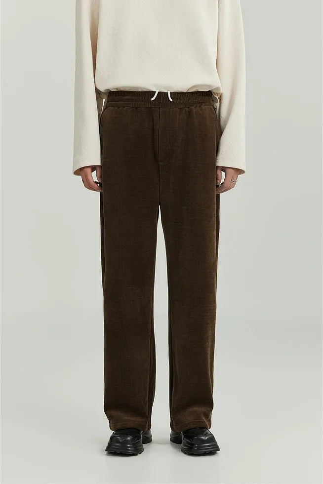 Slim Ribbed Elastic-Waist Lightweight Pants
