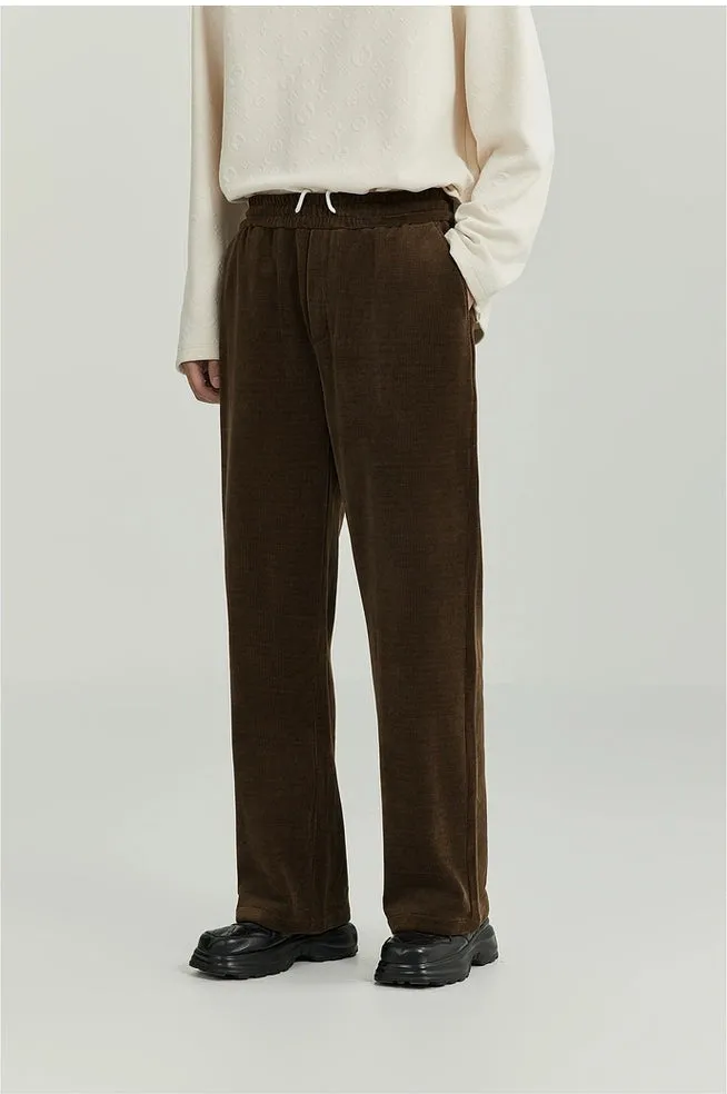 Slim Ribbed Elastic-Waist Lightweight Pants
