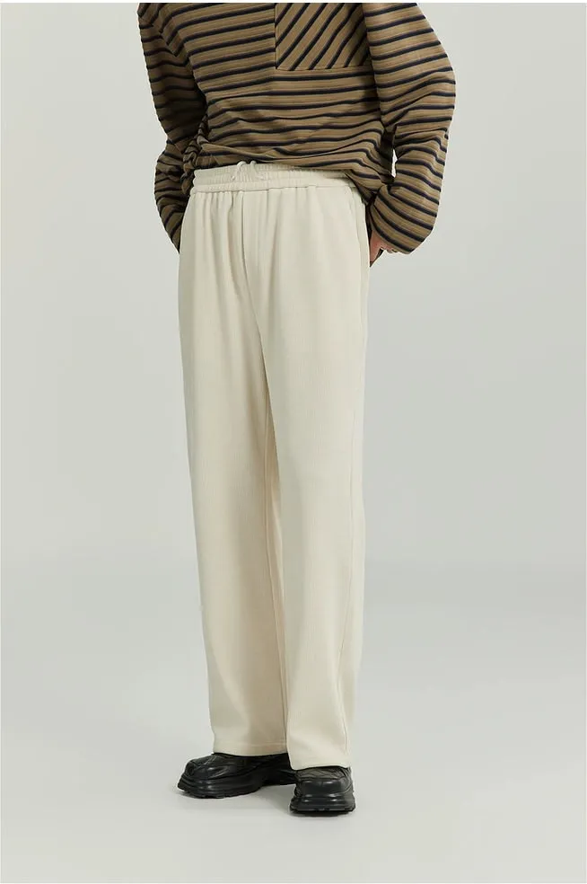 Slim Ribbed Elastic-Waist Lightweight Pants