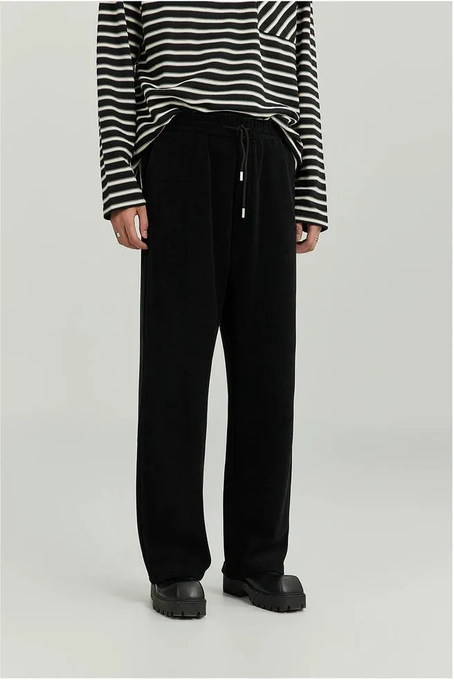 Slim Ribbed Elastic-Waist Lightweight Pants