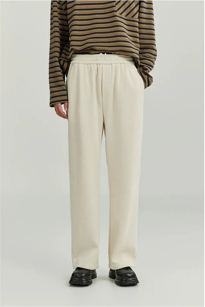 Slim Ribbed Elastic-Waist Lightweight Pants