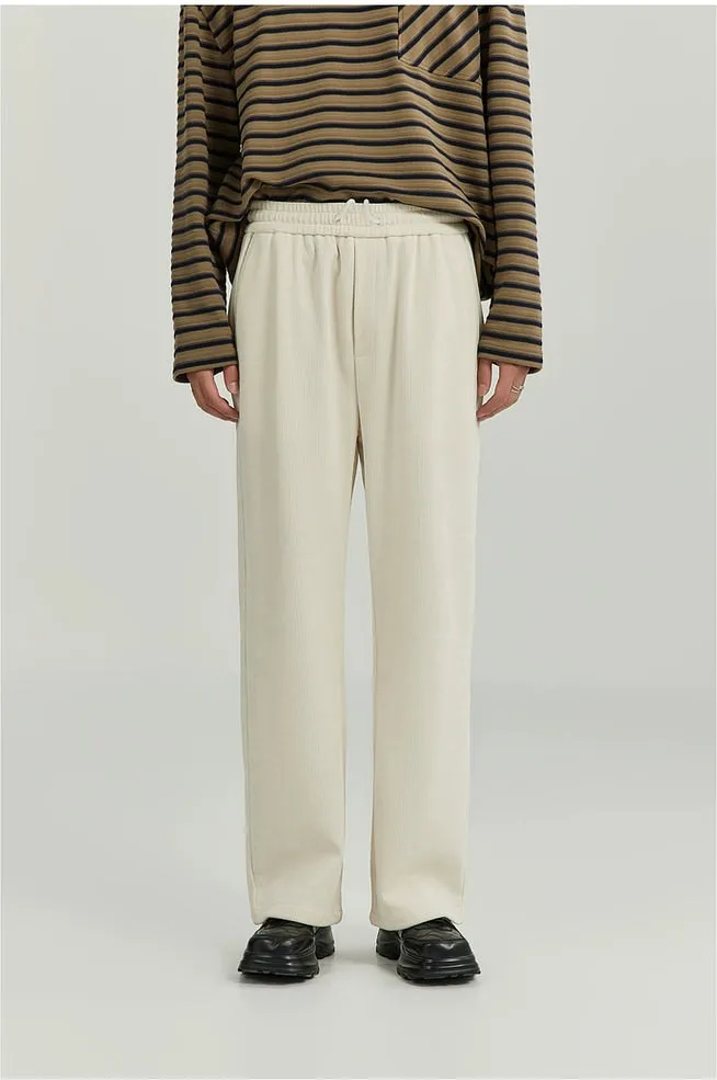 Slim Ribbed Elastic-Waist Lightweight Pants