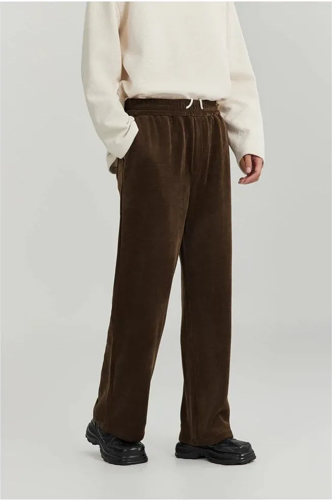 Slim Ribbed Elastic-Waist Lightweight Pants