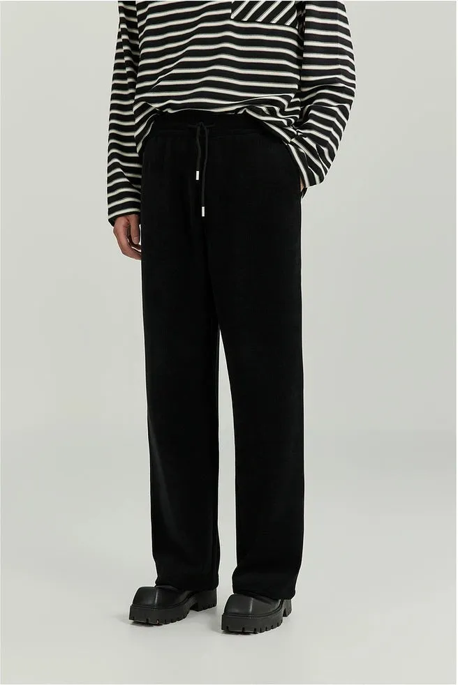 Slim Ribbed Elastic-Waist Lightweight Pants