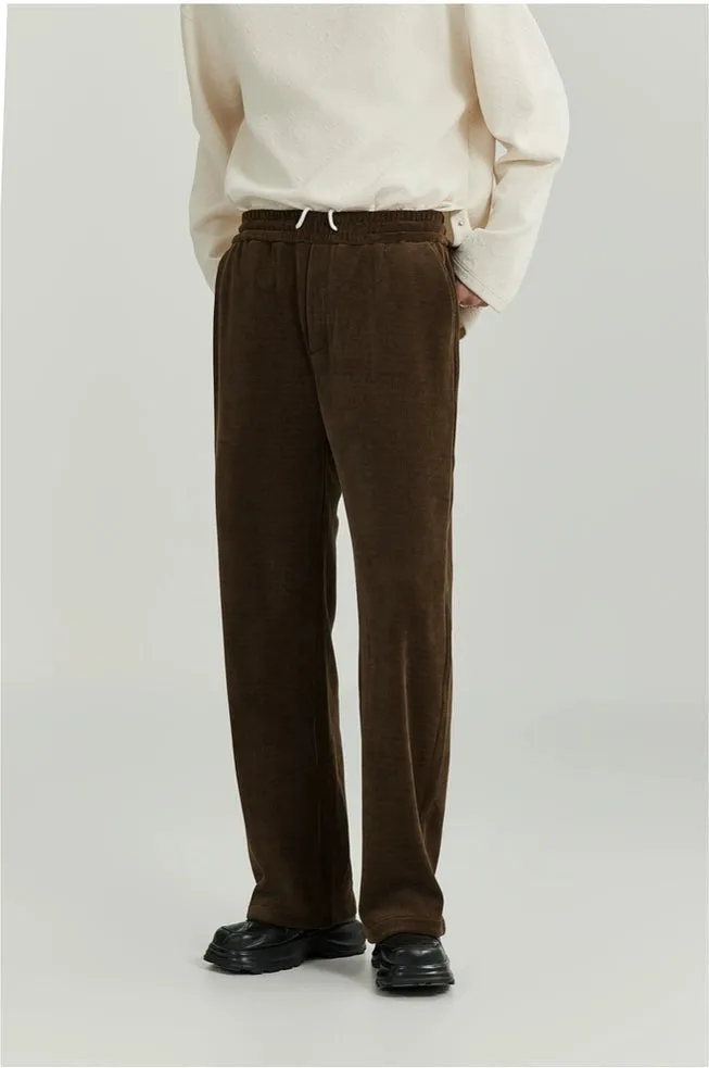 Slim Ribbed Elastic-Waist Lightweight Pants