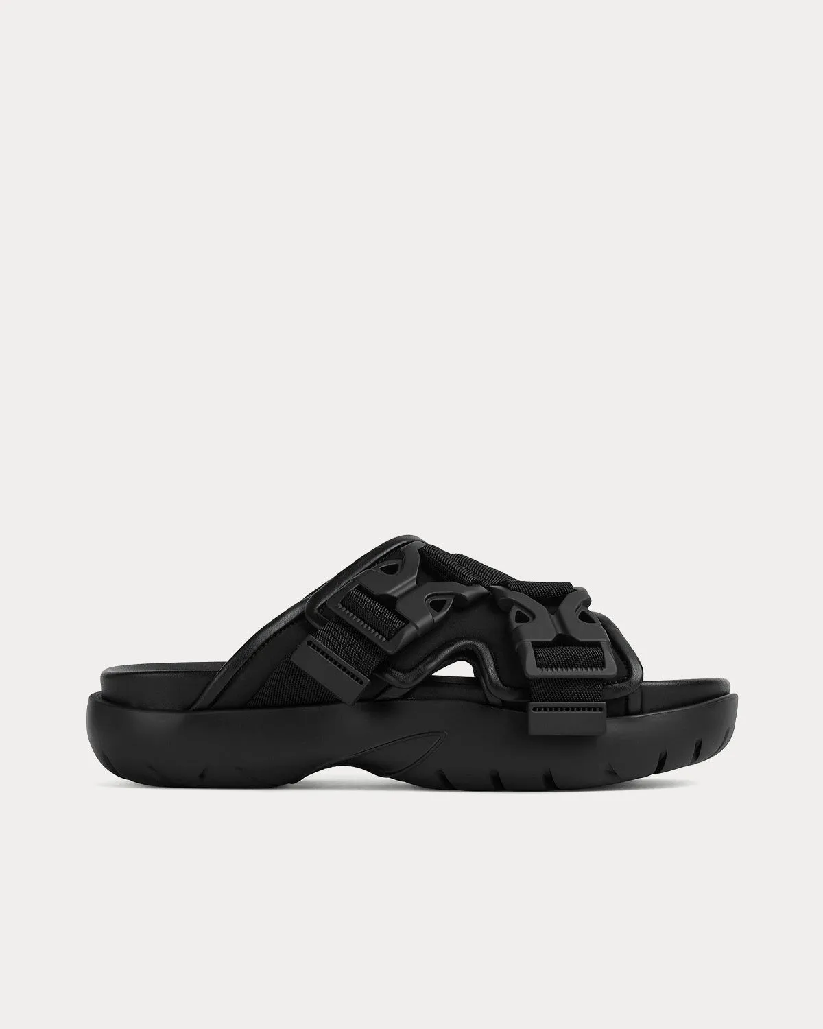 Snap Slide Black Sandals