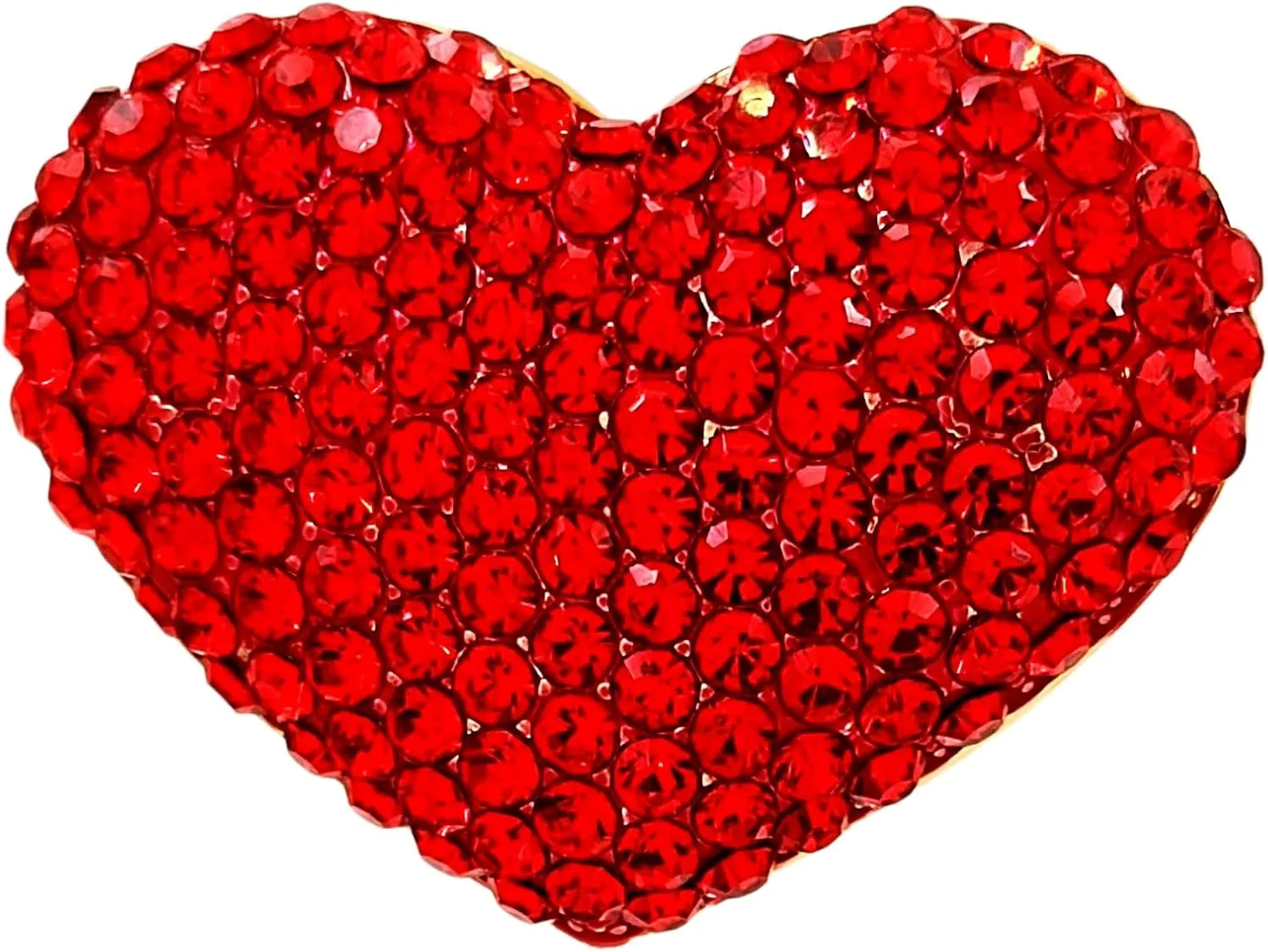 Sparkles Warm Red Heart Shaped Crystal Brooch Pin Valentines Day Jewelry