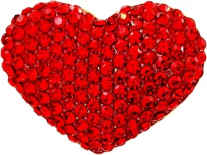 Sparkles Warm Red Heart Shaped Crystal Brooch Pin Valentines Day Jewelry