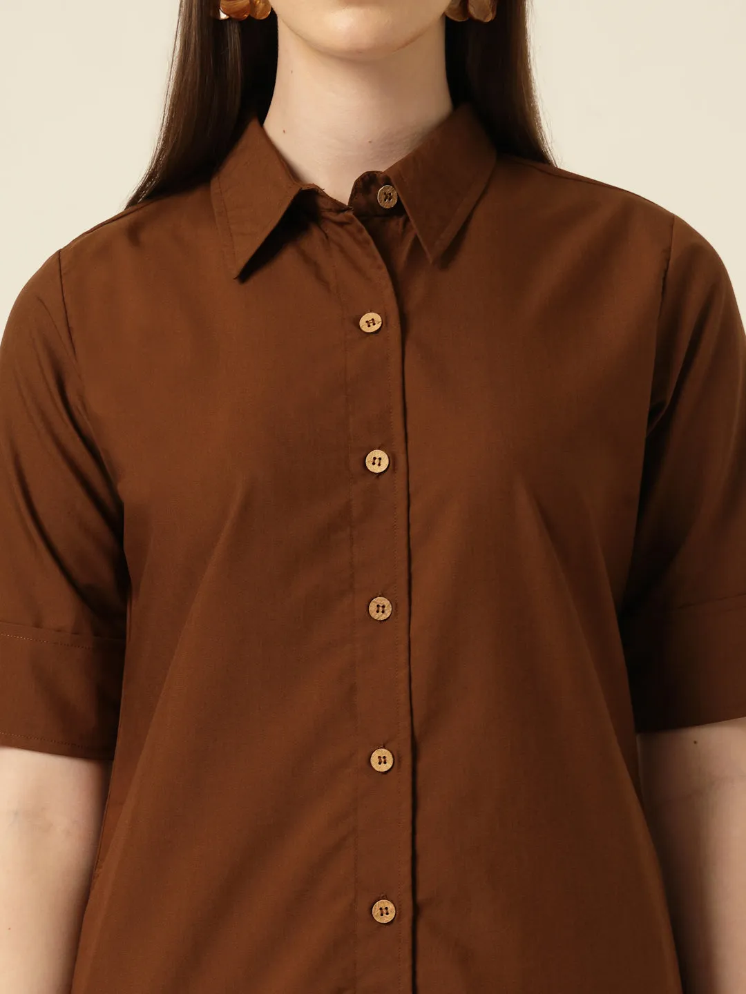 Style Quotient Women Camel shirt dress