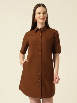 Style Quotient Women Camel shirt dress
