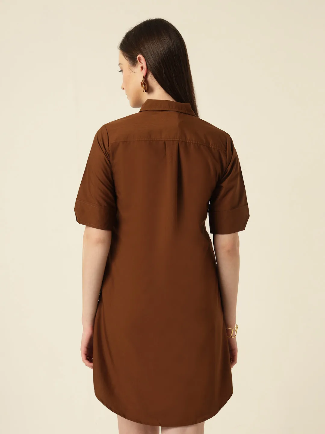 Style Quotient Women Camel shirt dress