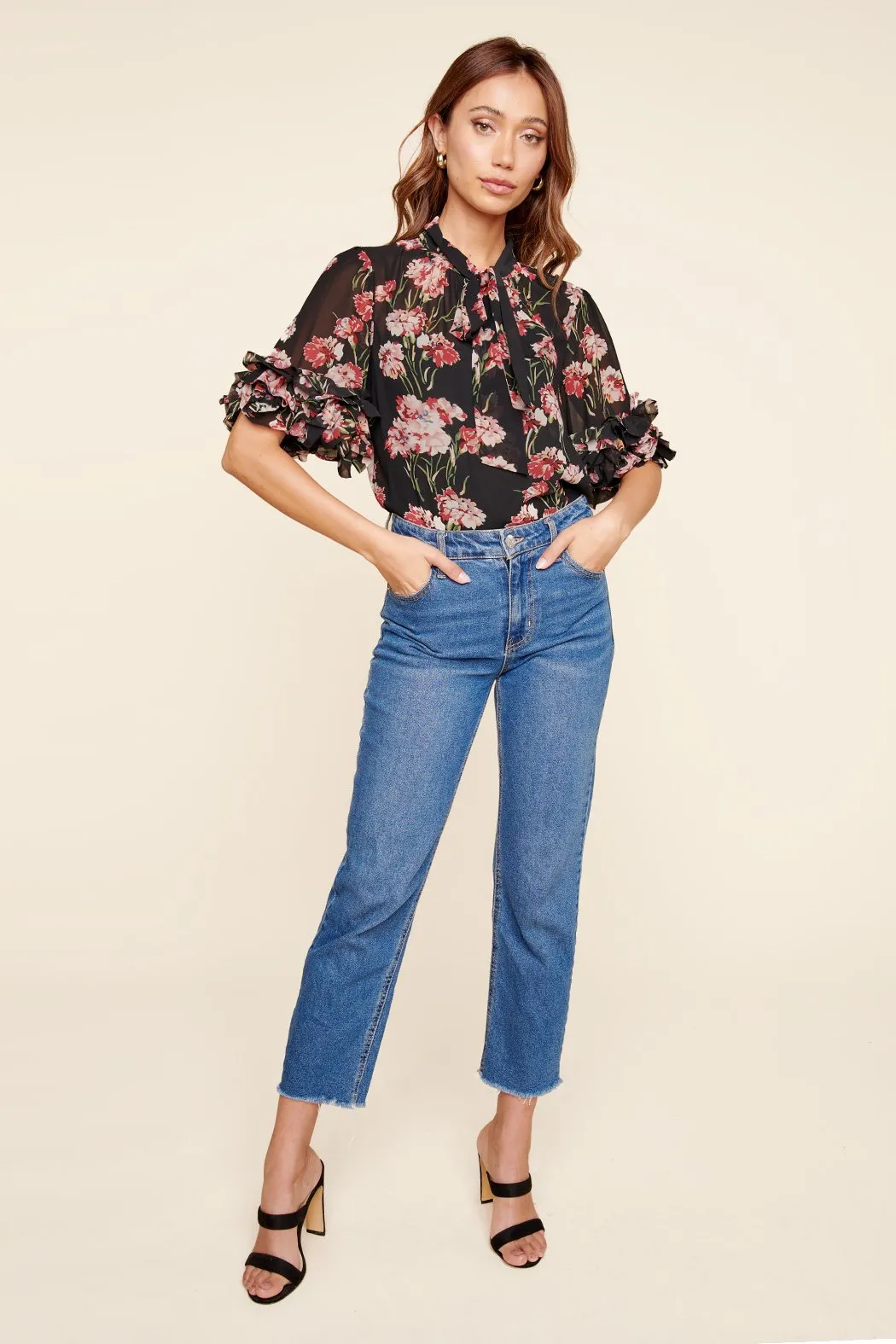 Sweet Blossom Lida Tie Neck Top