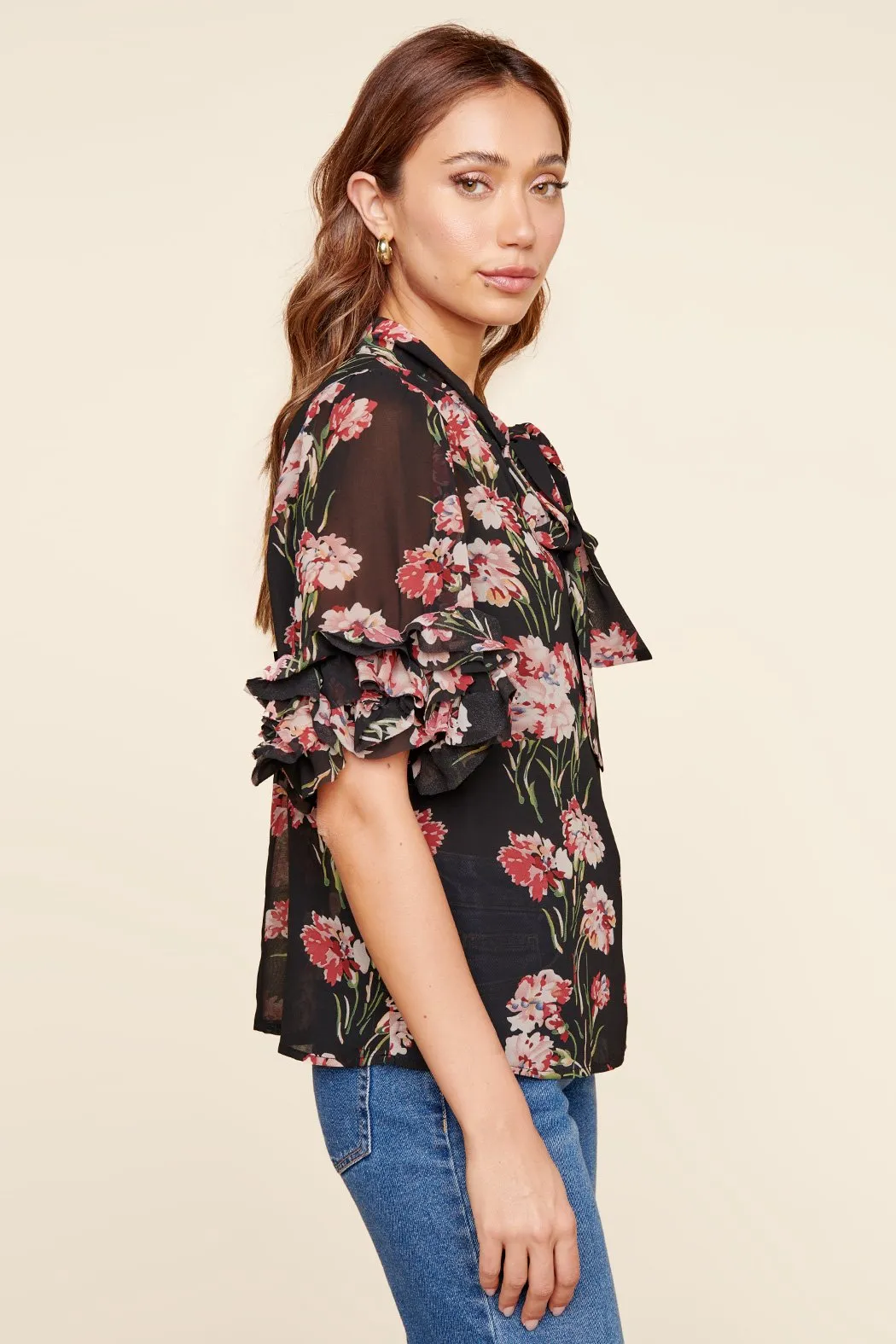 Sweet Blossom Lida Tie Neck Top