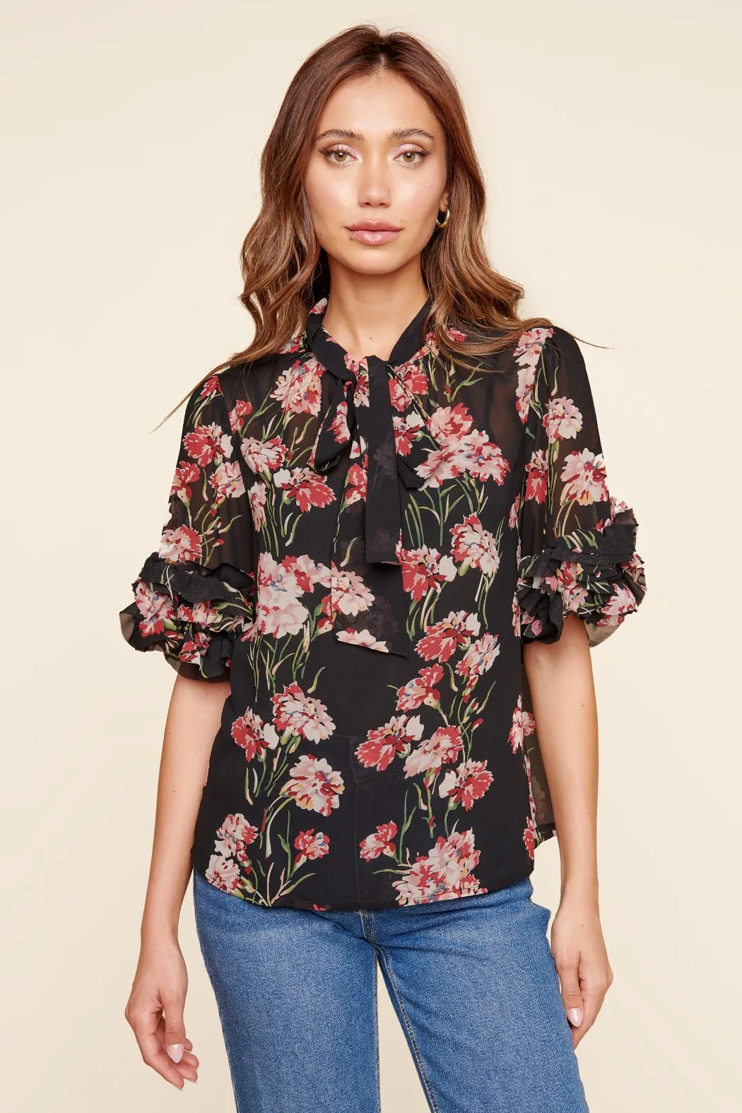 Sweet Blossom Lida Tie Neck Top