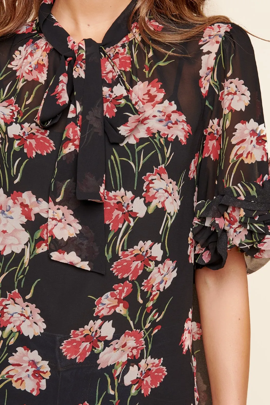 Sweet Blossom Lida Tie Neck Top