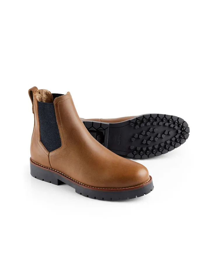 The Boudica Women's Shearling-Lined Ankle Boot - Oak Leather