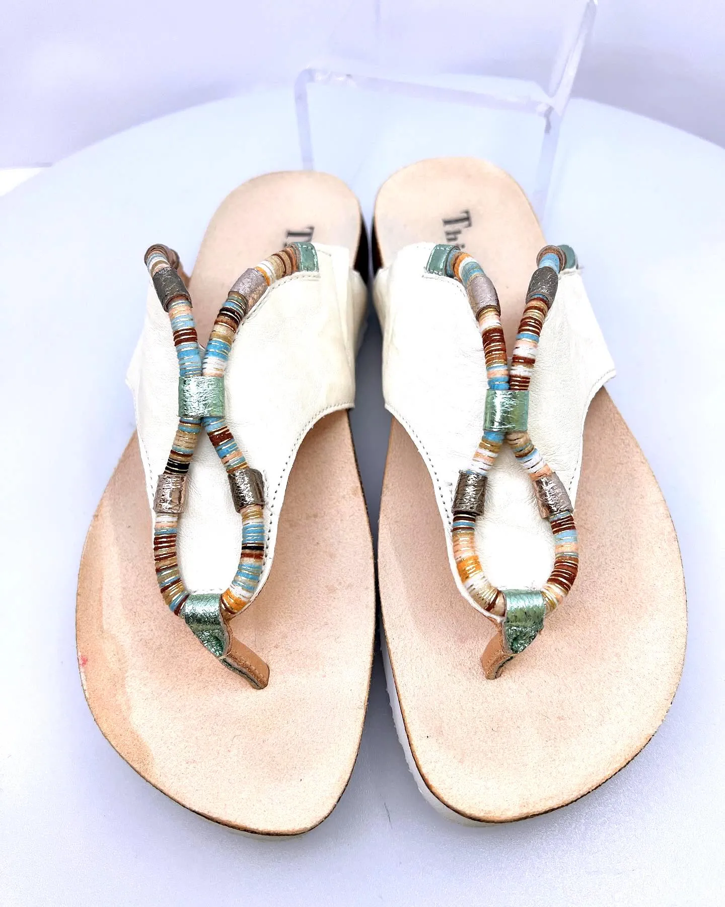 THINK JULIA LEATHER THONG SANDALS