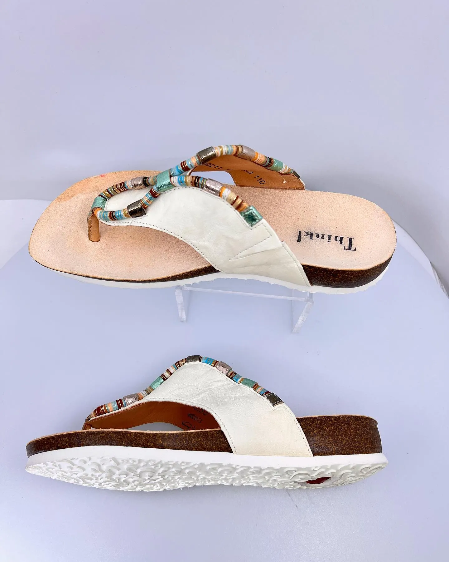 THINK JULIA LEATHER THONG SANDALS