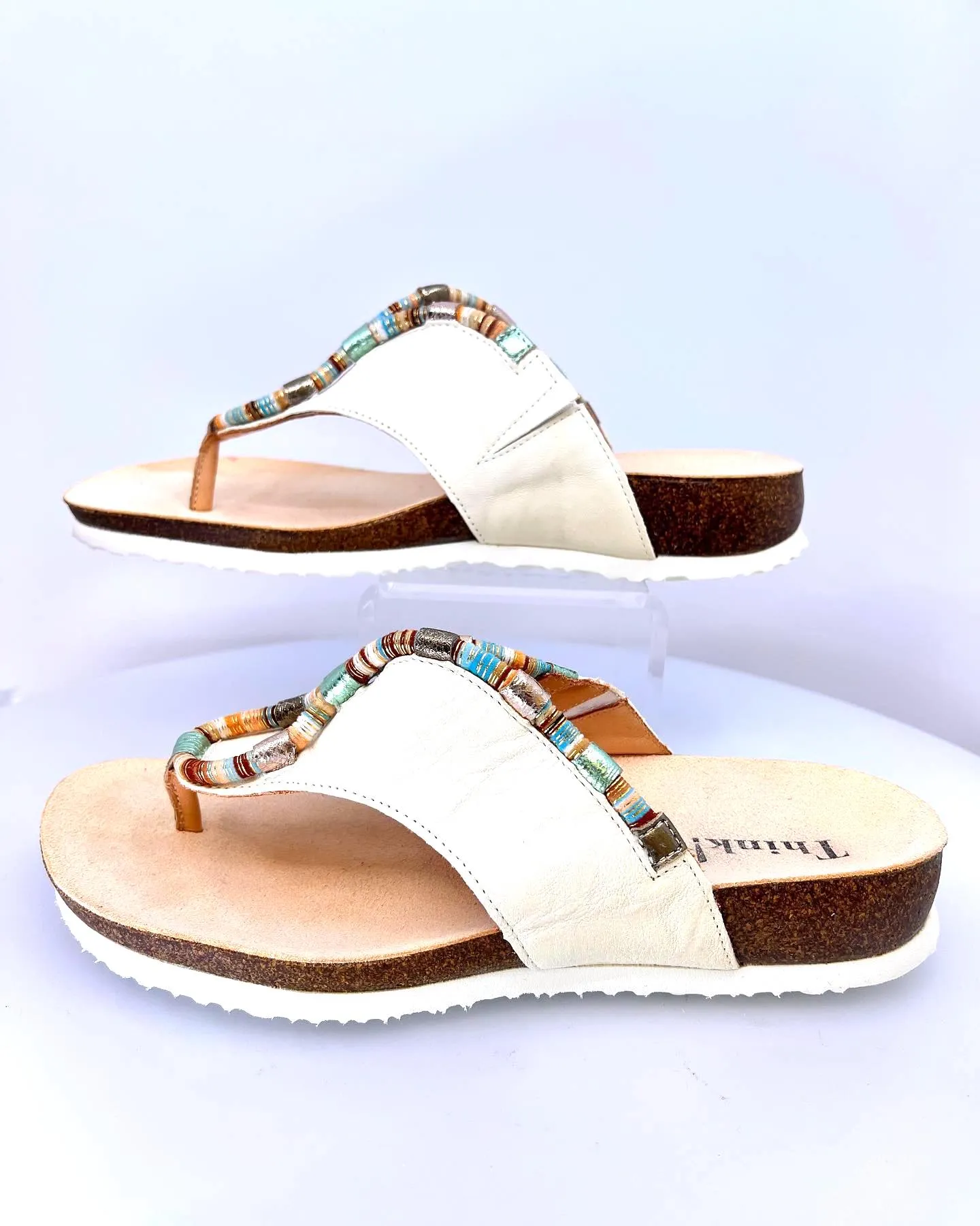 THINK JULIA LEATHER THONG SANDALS