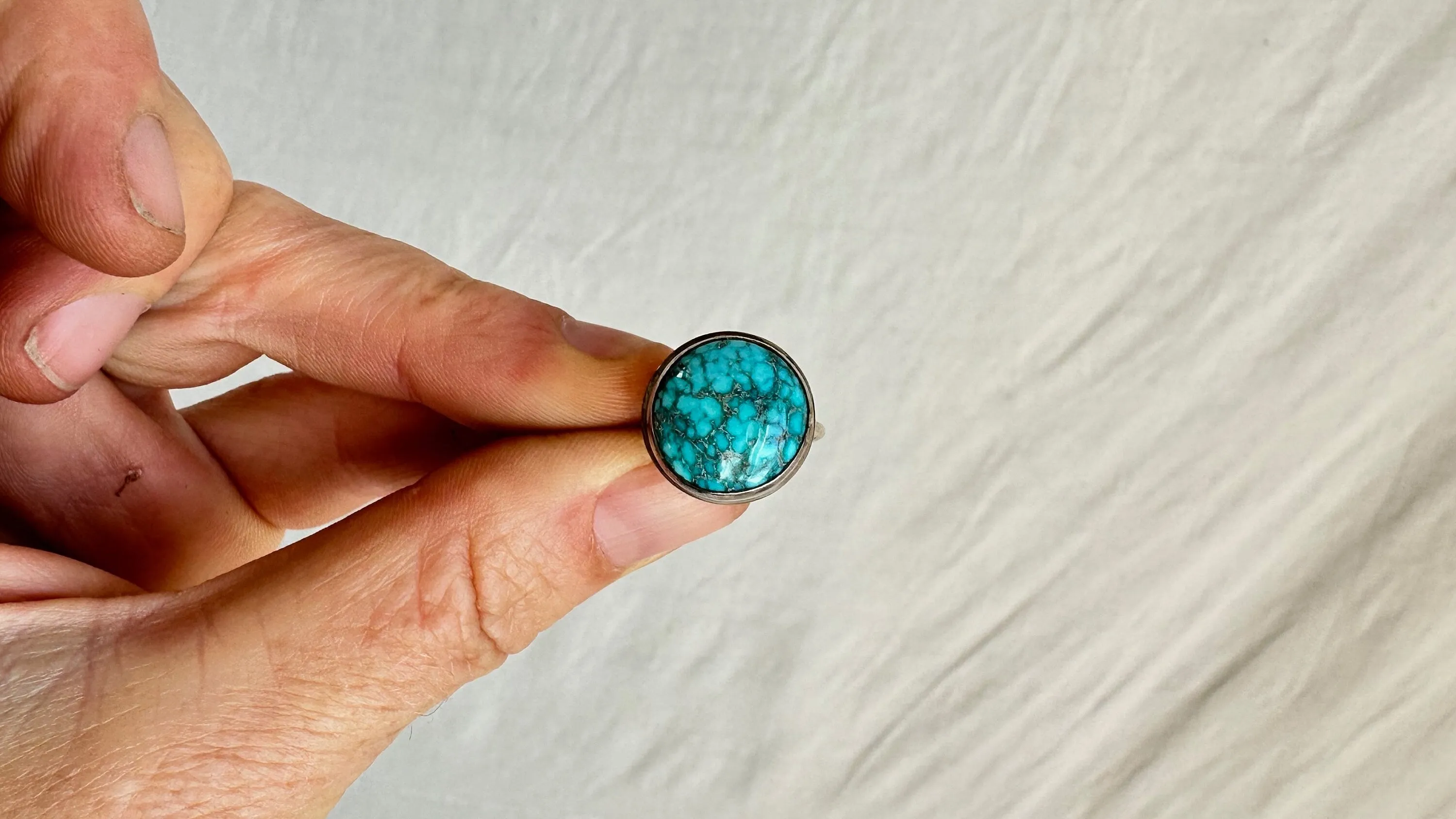 Turquoise and Silver Ring. Size 4.25. 0527