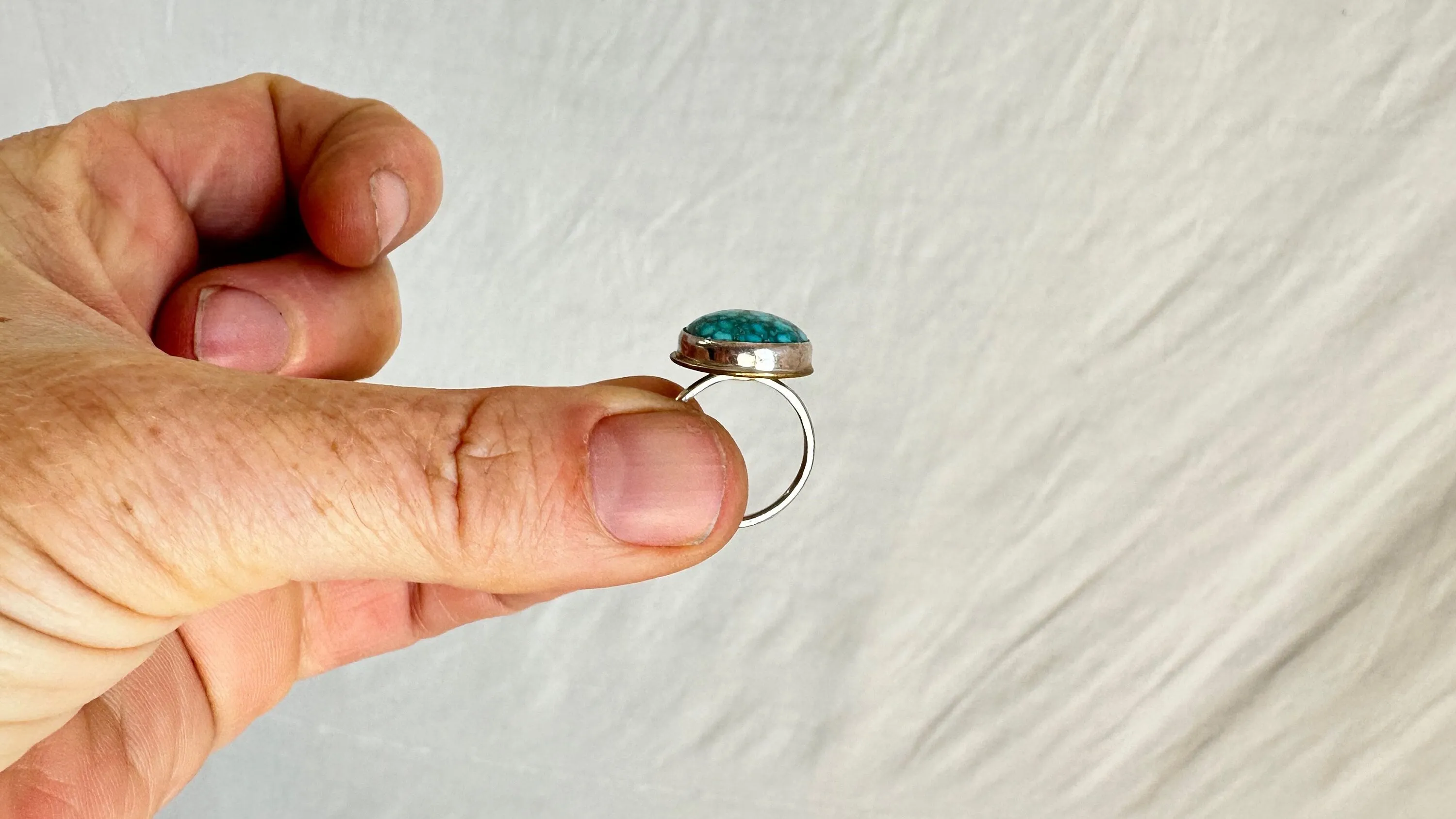 Turquoise and Silver Ring. Size 4.25. 0527