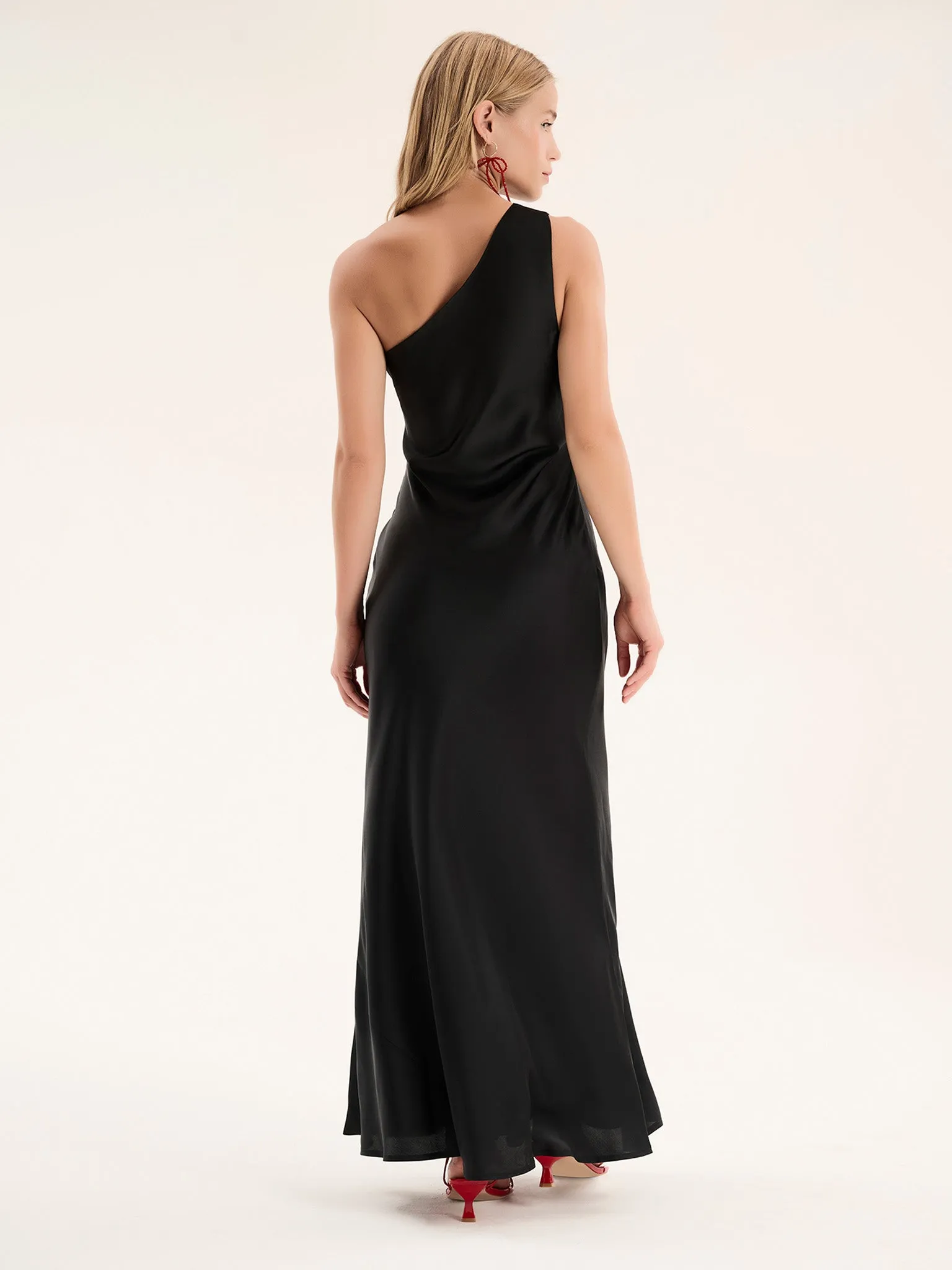 Uma One Shoulder Dress in Black