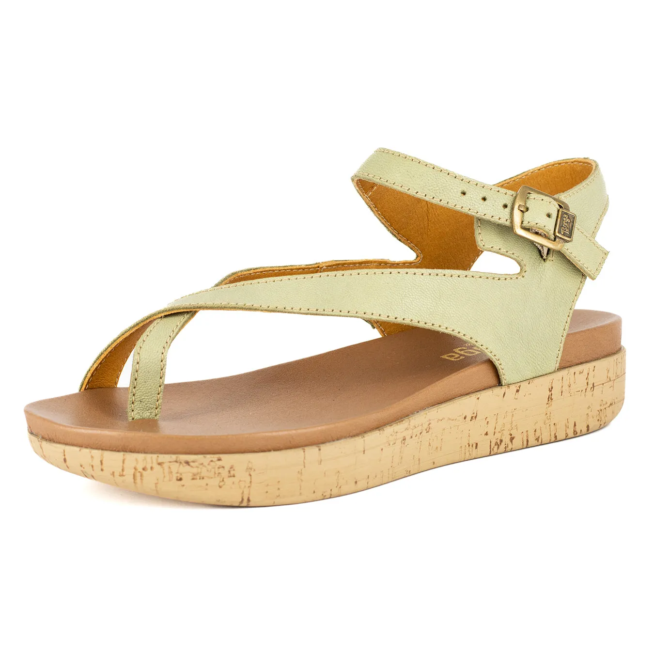 Umnyango : Ladies Leather Sandal in Pistachio Pietra