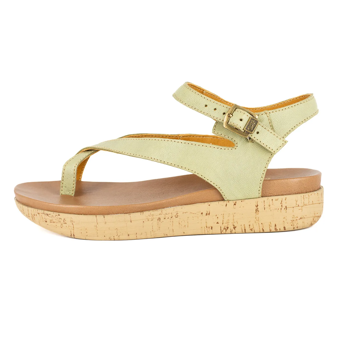 Umnyango : Ladies Leather Sandal in Pistachio Pietra