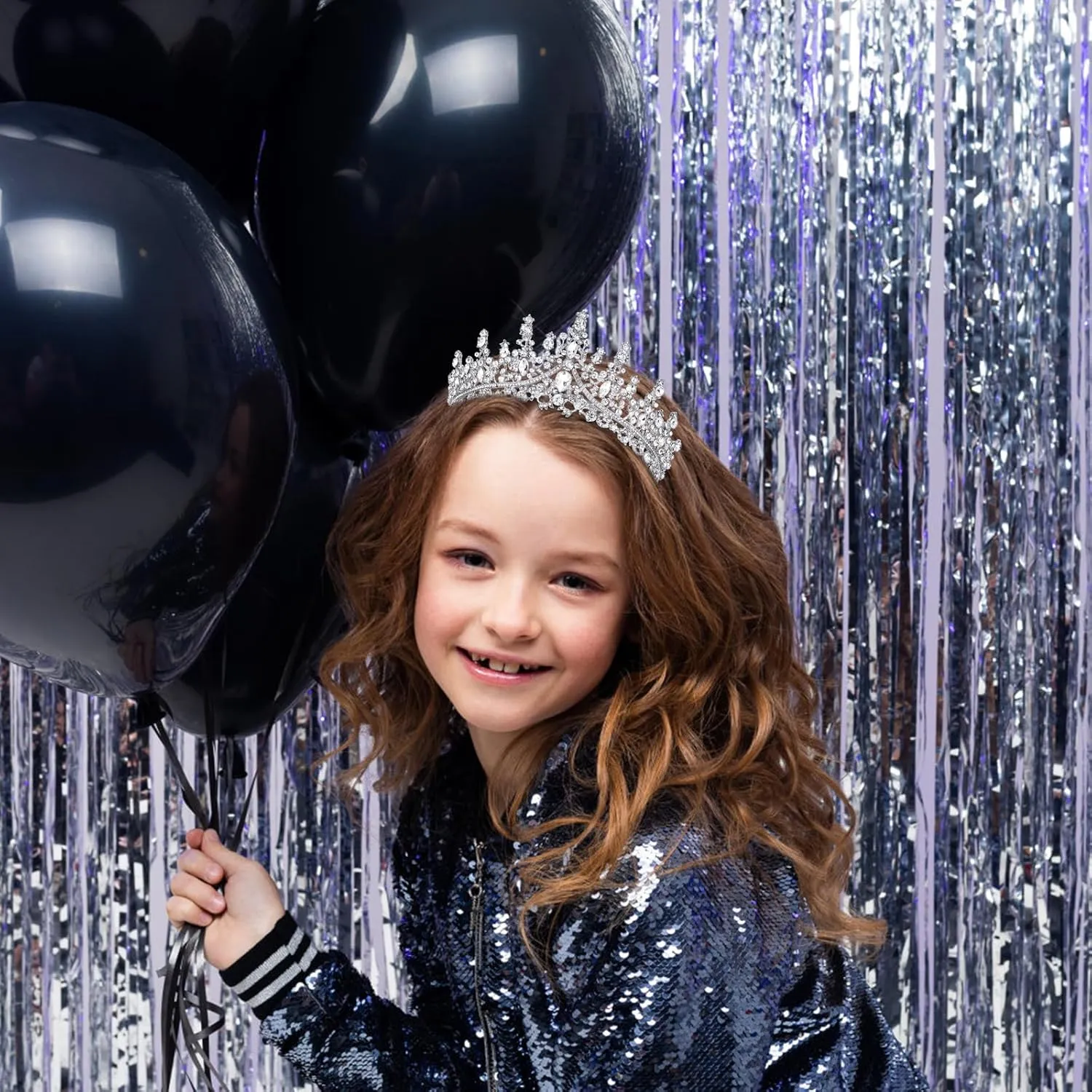 Velscrun Silver Birthday Tiara Crowns for Women Girls Elegant Princess Crown with Combs Birthday Girl Headband Sash Happy Birth Party Decorations Birth Gift Cake Topper Hair Accessories